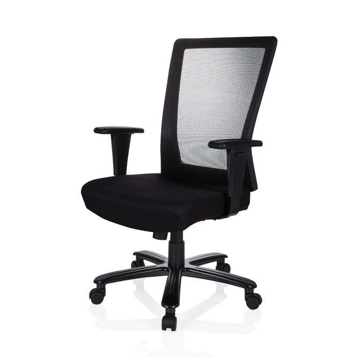 Офісне крісло / поворотне крісло XXL EXTENDER сітка / тканина чорна hjh OFFICE
