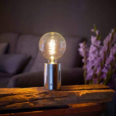 Світлодіодна акумуляторна настільна лампа Northpoint Edison, 2000mAh, до 96 годин, сенсорне затемнення, хром, прозоре скло