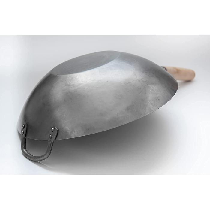 Професійний вок Craft Wok 35,6 см, плоске дно, ручна ковка, вуглецева сталь, дерев'яна та сталева ручка