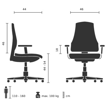 Дитячий стілець / Дитячий письмовий стілець KID ERGOLINO B Тканина Чорний HJH OFFICE