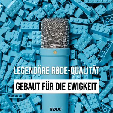Студійний конденсаторний мікрофон RØDE NT1 Signature Series з великою діафрагмою, шок-маунтом, поп-фільтром і XLR-кабелем для музики, вокалу, стрімінгу та подкастингу, синій