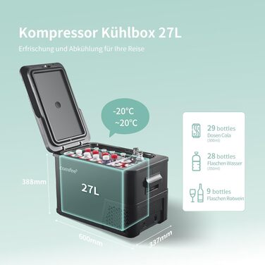 Автомобільний холодильник Comfee RCP43DS3(E) 43л, компресорний, двозонний, 12/24В, 220В, LED, ECO-режим, для дому та авто