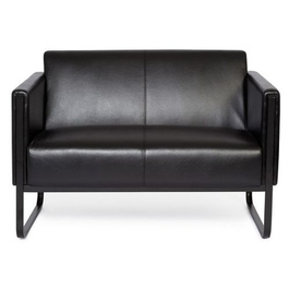Диван для відпочинку BALI BLACK, каркас чорний, штучна шкіра, гладка обробка, 2 місця, чорний колір, hjh OFFICE