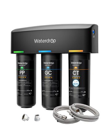 Фільтр для води Waterdrop TSU під мийку, 3-ступеневий, ультрафільтрація 0.01 мкм, з краном, без зливу, видаляє PFAS/PFOA