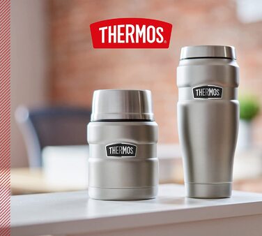 Термос для їжі Thermos Stainless King 470 мл з ложкою, нержавіюча сталь, тримає тепло 9 годин/холод 14 годин, герметичний контейнер для супу, каші, страв