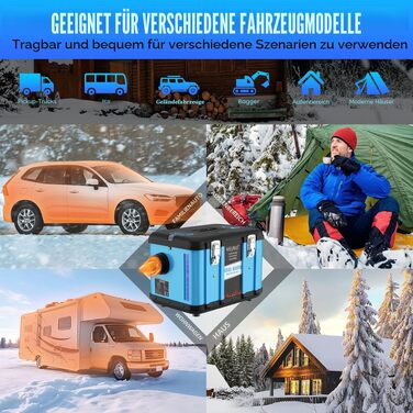 Автономний дизельний обігрівач VELPAX All in One 8кВт, 12V/24V/220V з Bluetooth, LCD-дисплеєм та пультом керування для кемпера, автобудинку та причепа