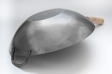 Професійний вок Craft Wok 35,6 см, плоске дно, ручна ковка, вуглецева сталь, дерев'яна та сталева ручка