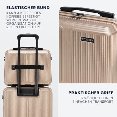 Валіза Wittchen Stripes Line XL (76.5x50x29 см) — великий дорожній кофр з ABS-пластику, 96 л, 4 колеса 360°, кодовий замок, золотиста
