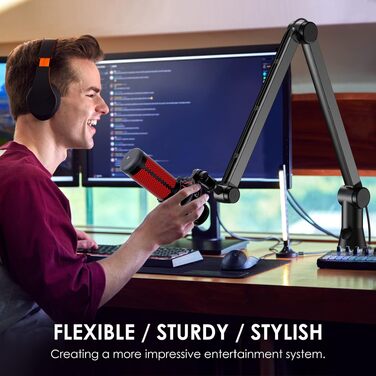 Універсальний пантограф (тримач) для мікрофона YOUSHARES, сумісний з HyperX QuadCast S/2S, Blue Yeti, Rode PodMic, Razer Seiren V3 Mini — для стрімінгу, геймінгу та подкастингу, чорний