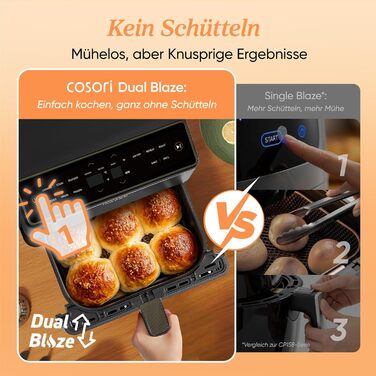 Фритюрниця повітряна COSORI Dual Blaze 6.4L з Wi-Fi - 11 функцій, сіра. Готування, випічка, гриль, хрусткий хліб та багато іншого!