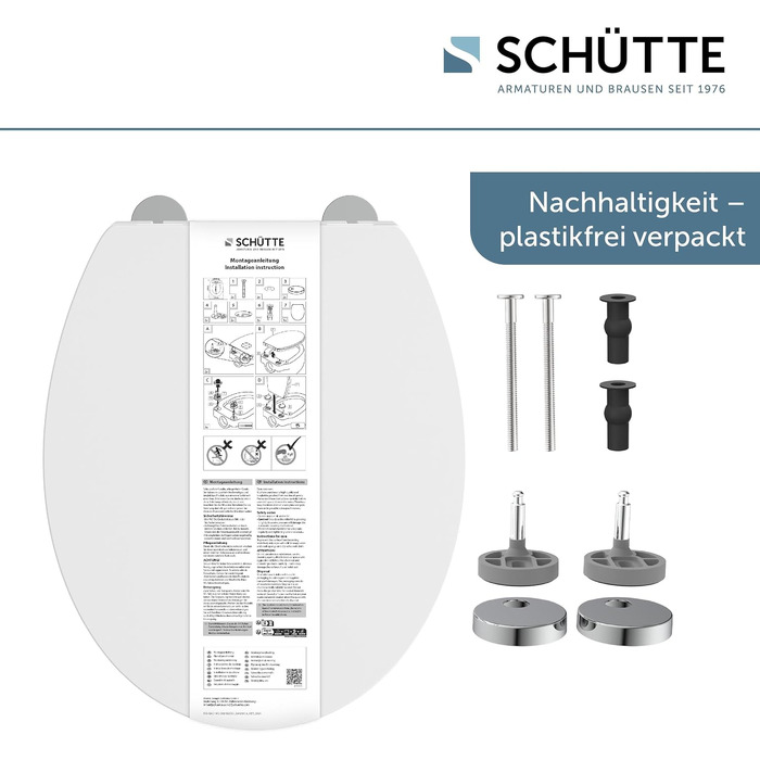 Сидіння для унітаза SCHÜTTE з мікроліфтом (Soft-Close), біле, матеріал Duroplast, Slim дизайн, витримує до 200 кг