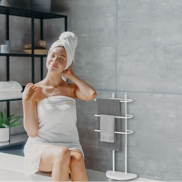 Підставка для рушників Relaxdays біла з 3-ма перекладинами