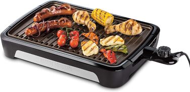 Електричний гриль George Foreman Smokeless для дому, бездимний, антипригарний, з піддоном для жиру, регулятором температури, вертикальне зберігання, модель 25850-56