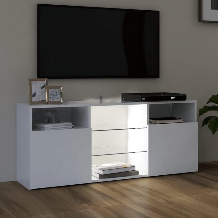 vidaXL ТВ-тумба з LED-підсвіткою, біла, 120x30x50 см