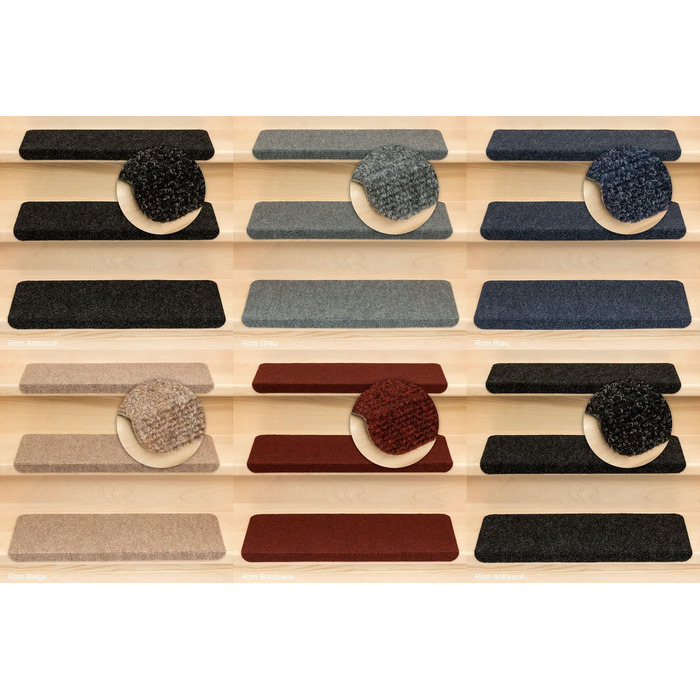 Набір килимків для сходів Kettelservice-Metzker Ramon, прямокутні, антрацит, 65x24x3,5 см, 20 шт.