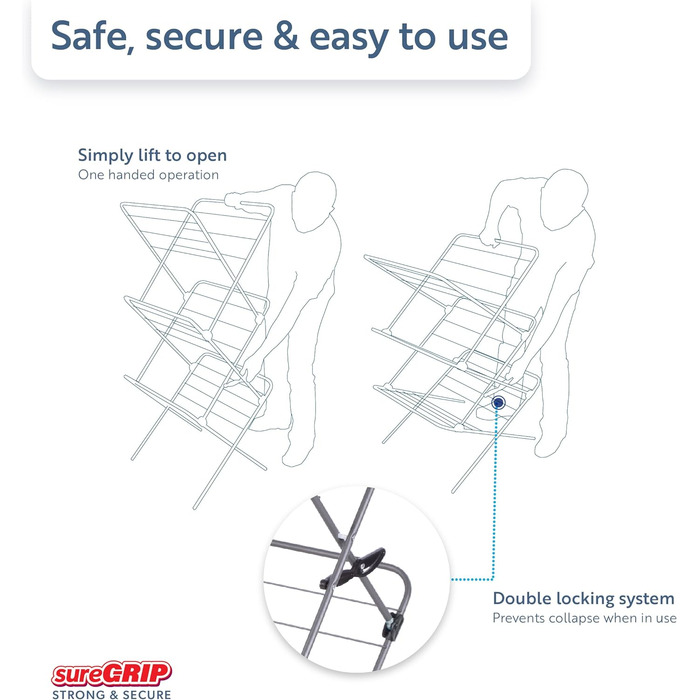 Сушарка для білизни Minky Premium Sure Grip, 3 рівні, нержавіюча сталь, червона, стандартний розмір