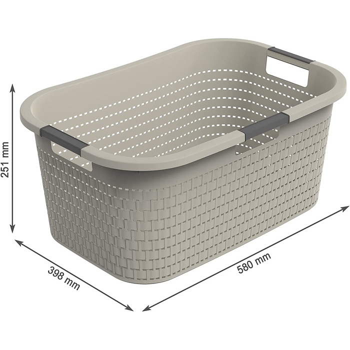 Пластиковий кошик для білизни Rotho Country 40 л, BPA-free, бежевий