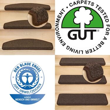 Комплект накладок на сходи Metzker, 15 шт., напівкруглі, кавово-коричневі, протиковзкі килимки для сходів