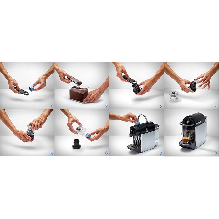 Bluecup багаторазові капсули для Nespresso Original Line, стартовий набір (2 капсули, 100 кришечок)