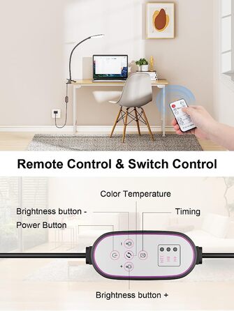 CRLL LED лампа з кліпсою USB для читання, настільна лампа з захистом очей, діммер, 5 кольорів і 5 рівнів яскравості, нічник для дітей, ідеальна для читання, малювання, шиття, манікюру