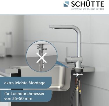 Змішувач кухонний SCHÜTTE London 79700 з висувним душем, поворотний на 360°, хром