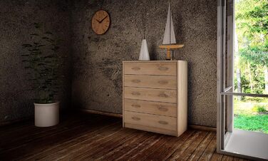 Комод MATKAM з 5 шухлядами Sonoma Oak, 74x85x35 см, ламінована ДСП, сучасний дизайн