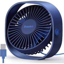 Вентилятор USB EasyAcc міні, настільний з обертанням 360°, 3 швидкості, синій (Marineblau) - гарантія 2 роки
