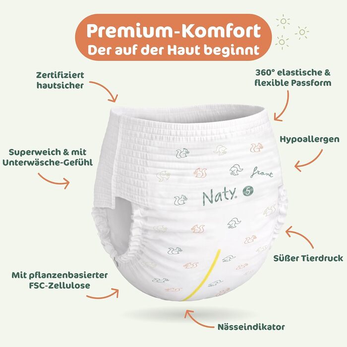 Підгузки-трусики Naty FreeMovers, розмір 5 (12–18 кг), 80 шт.