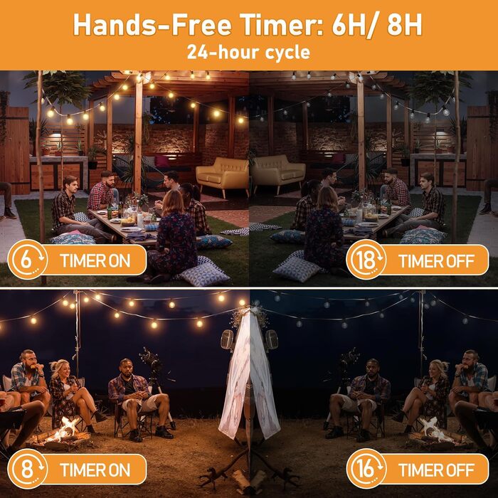 LED гірлянда вулична HeiPard 30м, 53 лампи G40, диммер, пульт, таймер, водонепроникна для саду, тераси, весіль