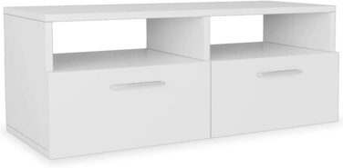 Тумба під телевізор vidaXL з 2 полицями та 2 шафками, біла, 95x35x36 см, деревостружкова плита