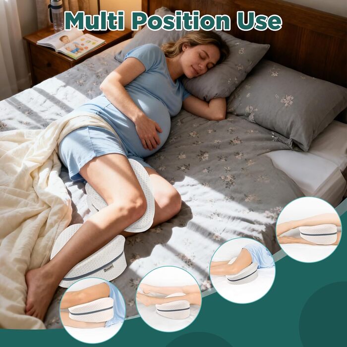 Подушка для ніг та стегон Dioxide для тих, хто спить на боці, з memory foam. Підтримка ніг, колін, стегон, спини та для вагітних. Білий колір.
