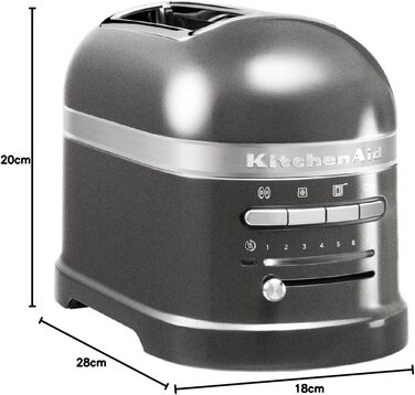Тостер KitchenAid 5KMT2204EMS, металевий, срібний, 2-слисовий, преміум