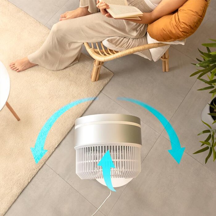 Вентилятор підлоговий Cecotec EnergySilence 900 Cyclone 35 Вт, 9 дюймів, 3 швидкості, Автоматичне обертання, Регульований нахил, Пульт + Сенсорне керування, Білий