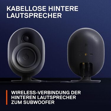 SteelSeries Arena 7 - 2.1-канавна акустика для геймінгу, RGB, USB, Aux, Bluetooth, чорний