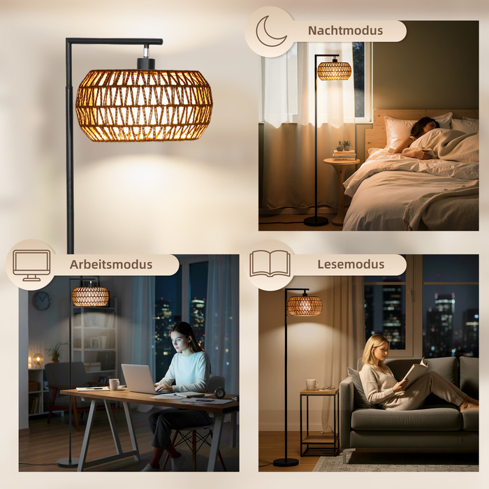 Стільна LED-торшер з подвійним абажуром, регульована яскравість, 3 кольори світла, чорний — для вітальні, спальні та офісу