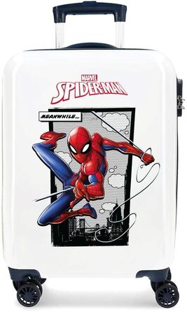 Дитяча валіза Marvel Spiderman, жорсткий ABS, 37x55x20 см, синя, 34 л, з кодовим замком, 4 подвійні колеса, ручна поклажа