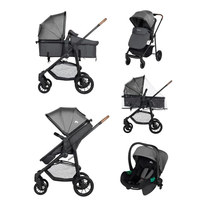 Дитяча коляска Bebeconfort Haze Trio 3-в-1, 0-4 роки, до 22 кг, i-Size, компактна, Tinted Stone