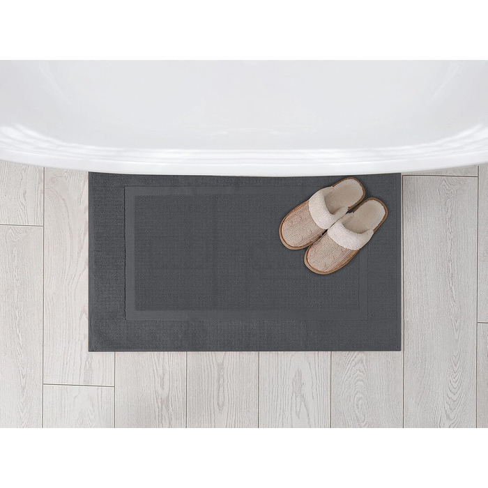 Бавовняний килимок для ванної Utopia Towels, 2 шт, 53x86 см, сірий, махровий, праний