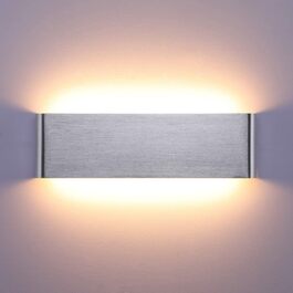 Світильник настінний LED Lightsjoy 16W, сучасний, сріблястий, IP44, тепле біле світло, 30 см, для спальні, коридору, вітальні, сходів