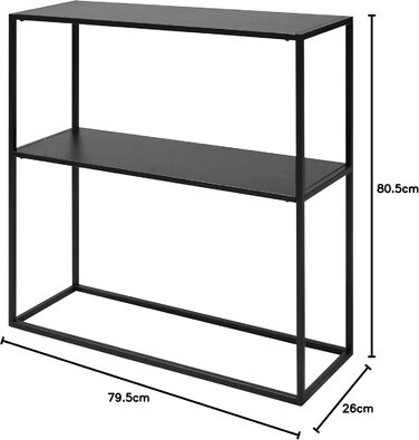 Консольний стіл AC Design Furniture Nino з металу, чорний, індустріальний стиль, з 1 полицею, для вітальні та передпокою, 79,5x80,5x26 см