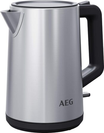 Електрочайник AEG K4-1-4ST, 1,7 л, нержавійка, індикатор рівня води, захист від крапель, знімний фільтр від накипу, потрійний захист, управління однією рукою