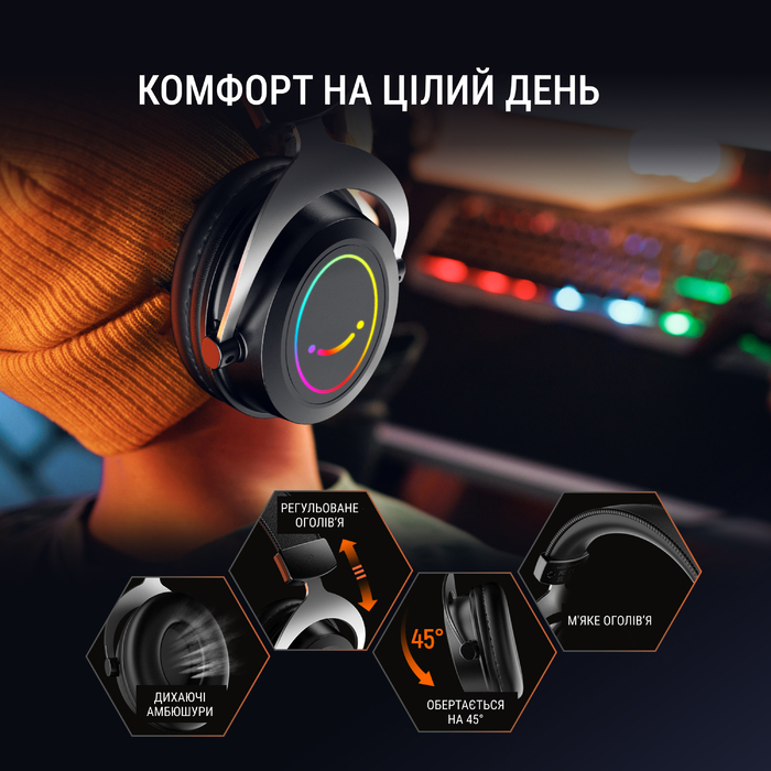 Гарнітура Fifine RGB H3W