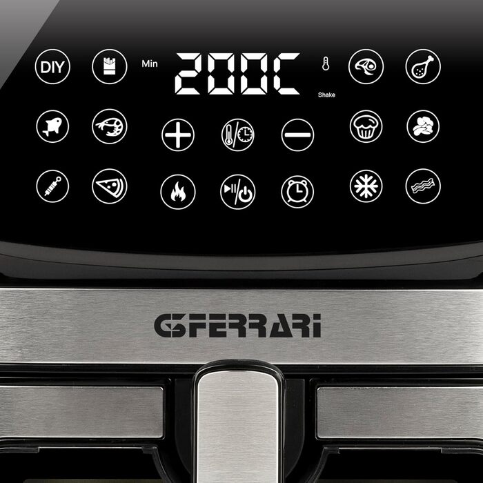 Мультифункціональна аерофритюрниця та гриль G3 Ferrari Friggisano BBQ G10181, 2000 Вт, 10 л XXL, 8 програм, бездимний барбекю, чорний/сірий