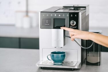 Кавоварка автоматична Melitta CI Touch з молочною системою, вбудованою кавомолкою та капучинатором, для еспресо й капучино, срібляста