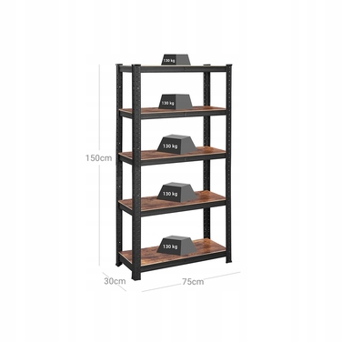 Стелаж Songmics, 75 x 150 x 30 см, чорний