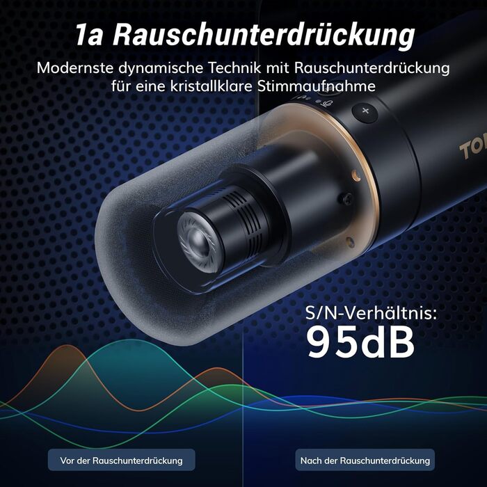 Динамічний мікрофон TONOR TD520 USB/XLR для ПК, студії, подкастів, музики, геймінгу, з підставкою, кнопкою вимкнення та 3,5 мм виходом для навушників
