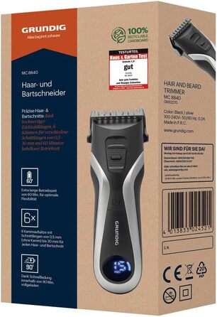 Машинка для стрижки волосся та бороди Grundig MC 8840, акумулятор/мережа, довжина зрізу до 18 мм