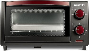 Міні-піч G3 Ferrari G10169 il Moro 10, 800 Вт, таймер 60 хв, дверцята для очищення, 100–230 °C, гриль INOX, чорно-червоний