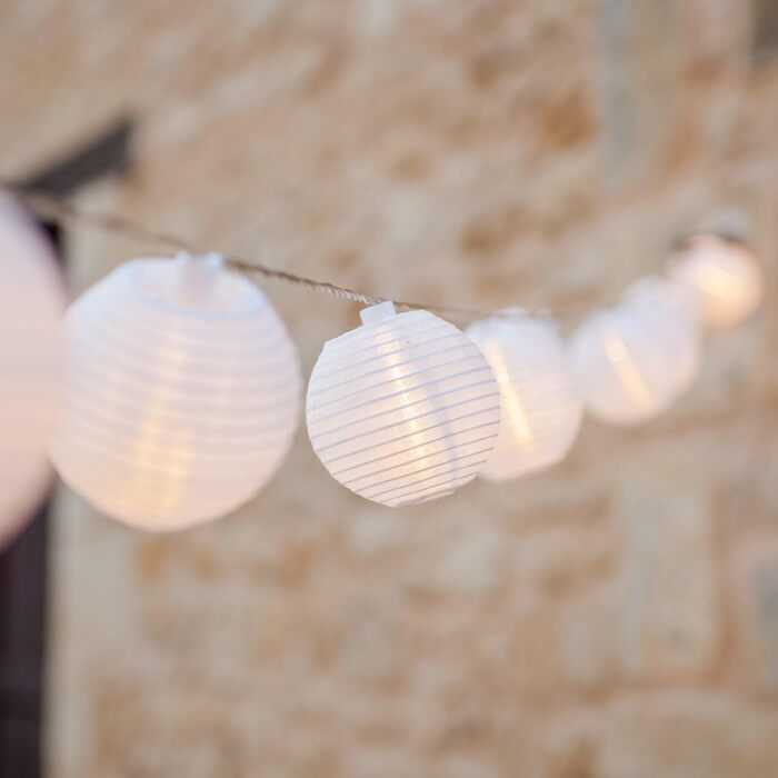 Гірлянда Lights4fun з 20 LED ліхтариками-лампіонами, тепле біле світло, для дому та вулиці, літній декор, балкон, з мережевим адаптером, у вінтажному стилі
