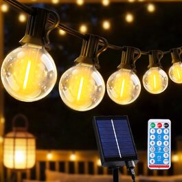 Сонячна гірлянда вулична LED 10м, 15+1 G40, пластик, димована, з пультом ДУ, 8 режимів, таймер, IP44, для балкона, саду, альтанки